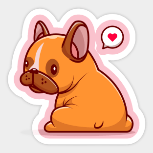 Cute Pug Dog Sitting Cartoon Sticker